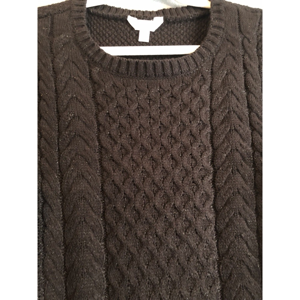 Time & Tru Womens Sweater Large Black Soot Lorex Long Sleeve Pullover Festive - Picture 3 of 10